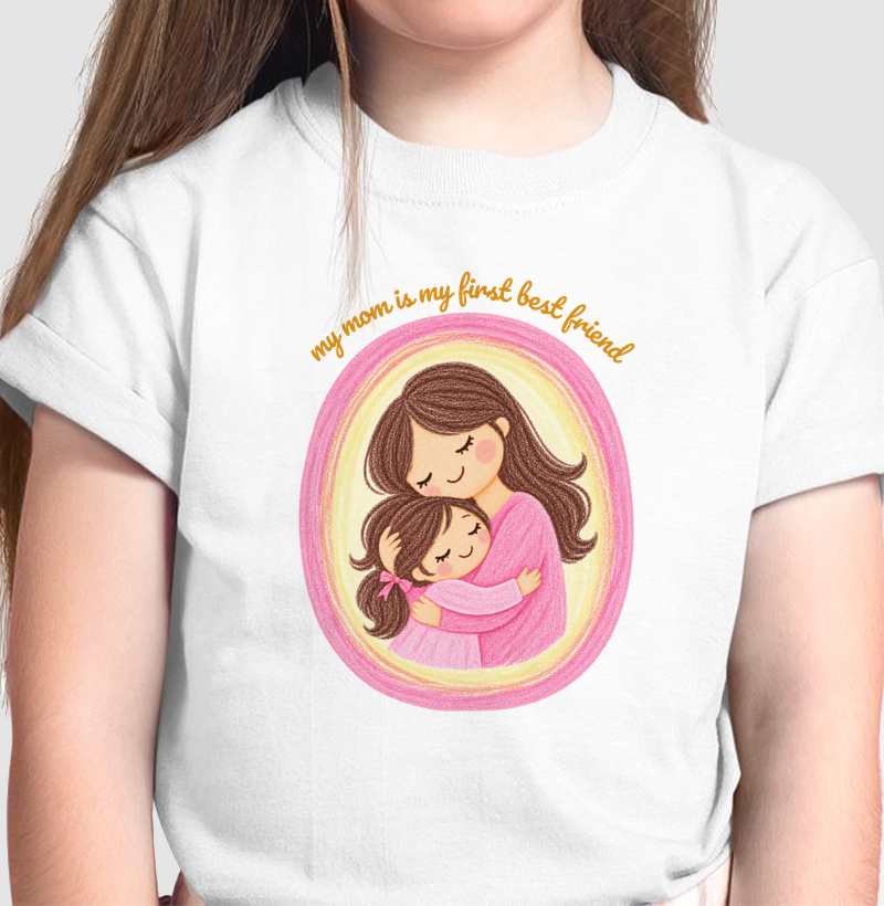 Minha Mãe, Minha Primeira Melhor Amiga — Menina - Camiseta Infantil