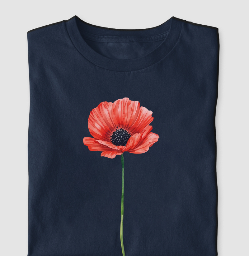 Camiseta Algodão Premium - Poppy Bloom