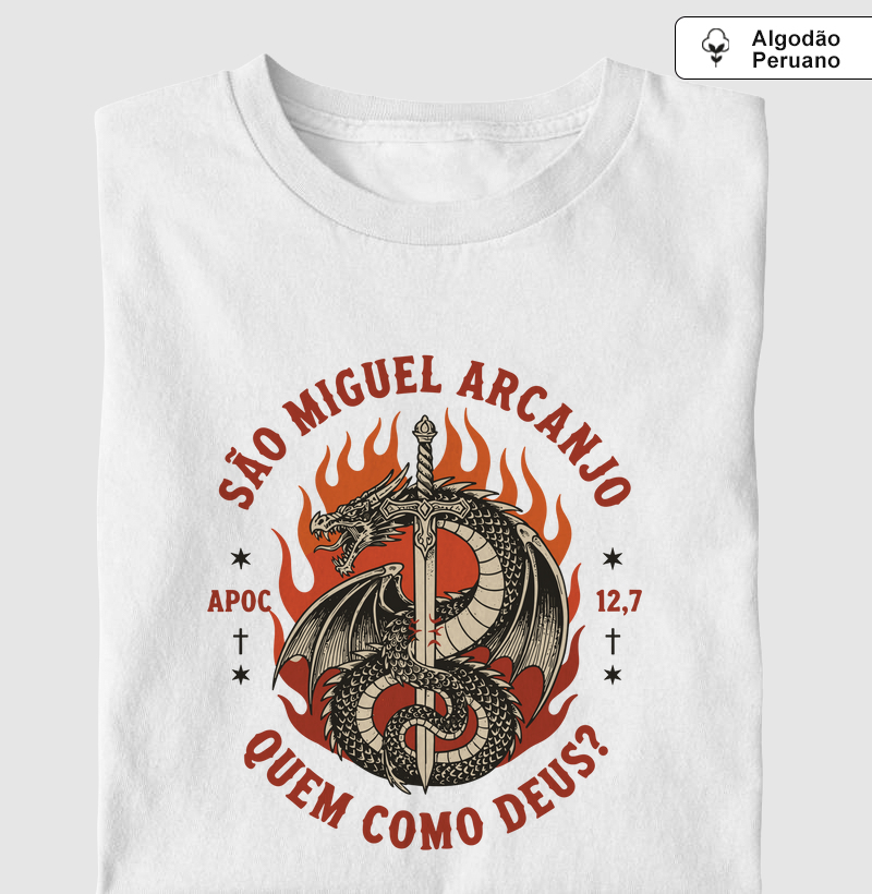 São Miguel Arcanjo - Espada e o Dragão - Algodão Peruano