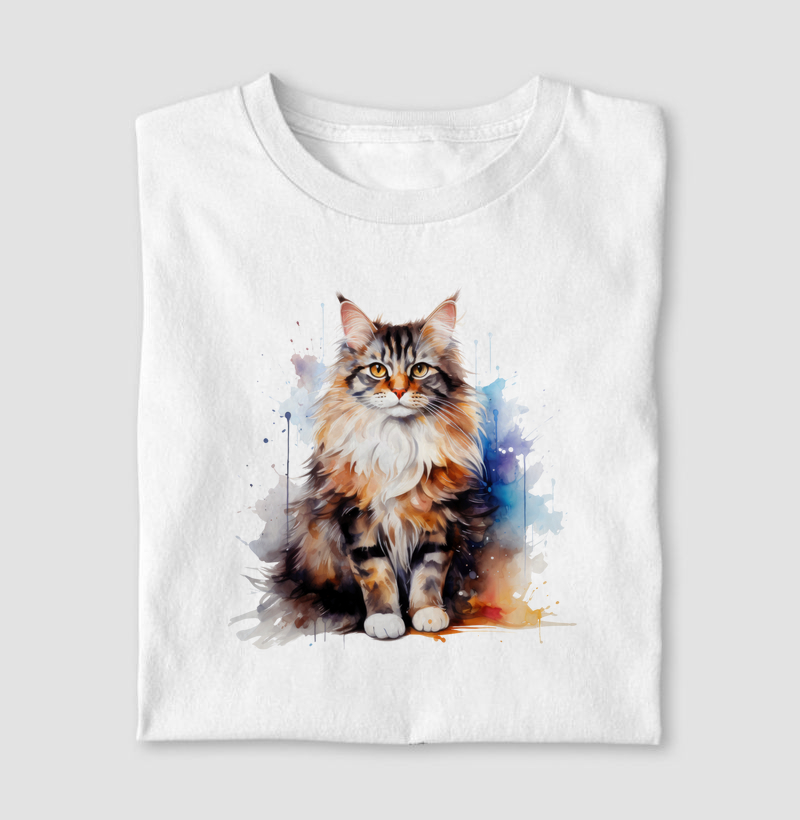 Gato Maine Conn aquarela