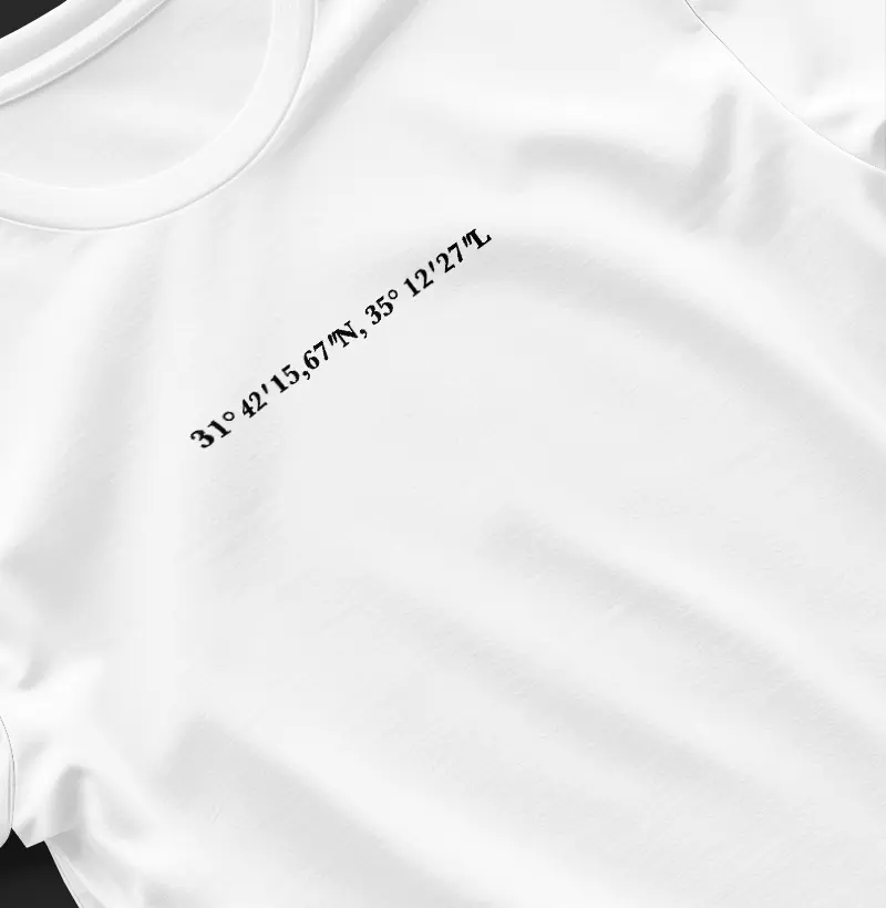 Blusa Coordenadas do local de nascimento de Jesus Cristo
