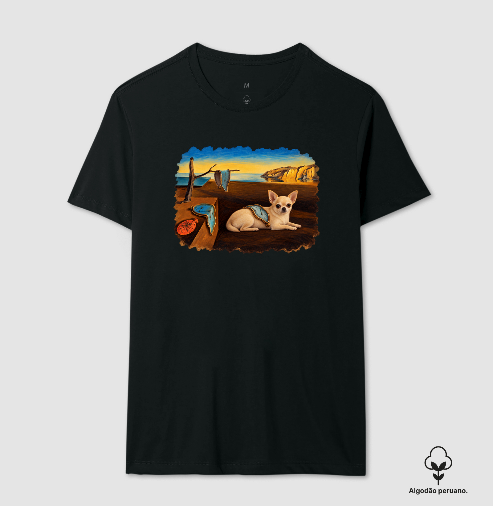 Salvador Dalí Versão Cachorro - Camiseta Algodão Peruano
