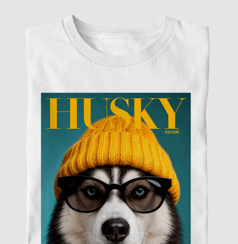 📰🐺 Husky Revista ✨🕶️ - Camiseta Infantil