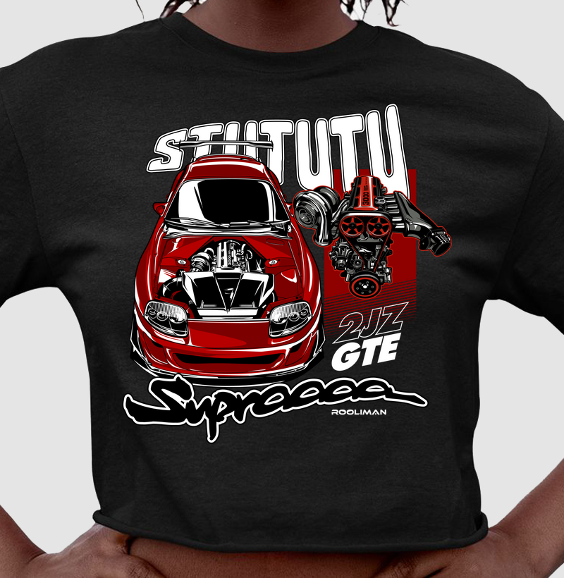 Camiseta feminina cropped 2JZ SUPRA
