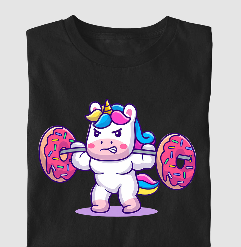 Unicórnio fazendo levantamento de rosquinhas