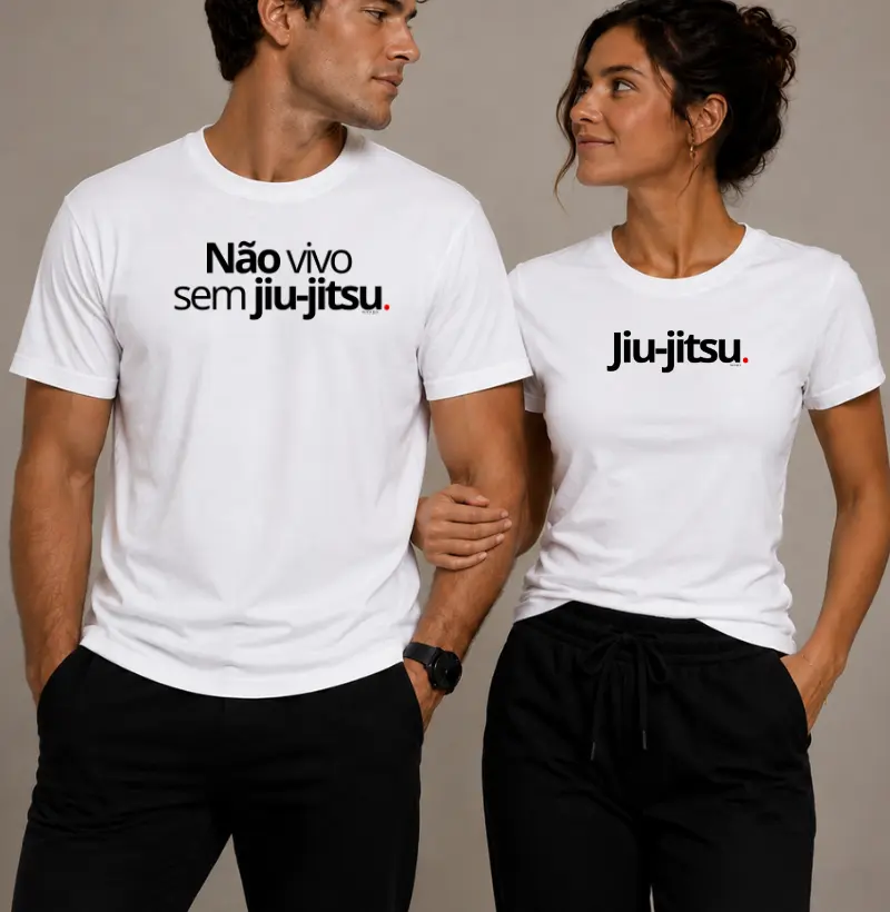Camisetas Casal Jiu-Jitsu | Não Vivo sem Jiu-Jitsu (valor unitário)