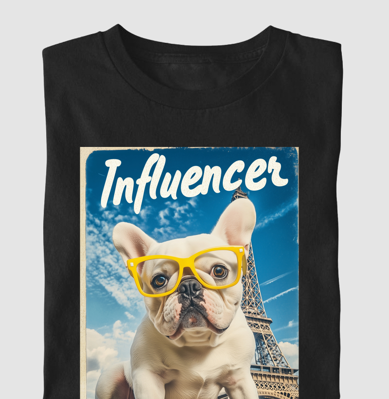 Camiseta Bulldog Frances "Influencer (Branco)"