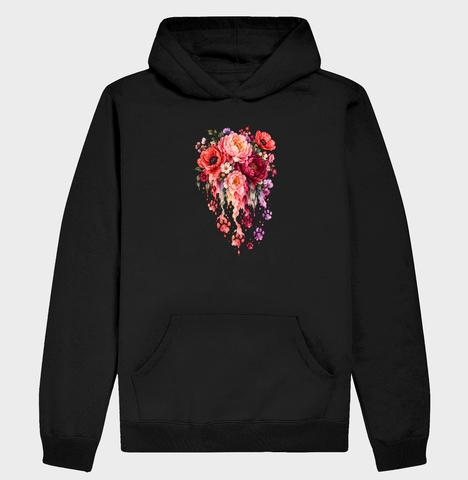 Flores e Patas em Aquarela - Hoodie Moletom