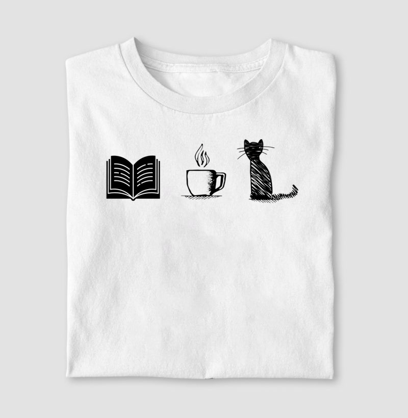 Camiseta Livro Café Gatos