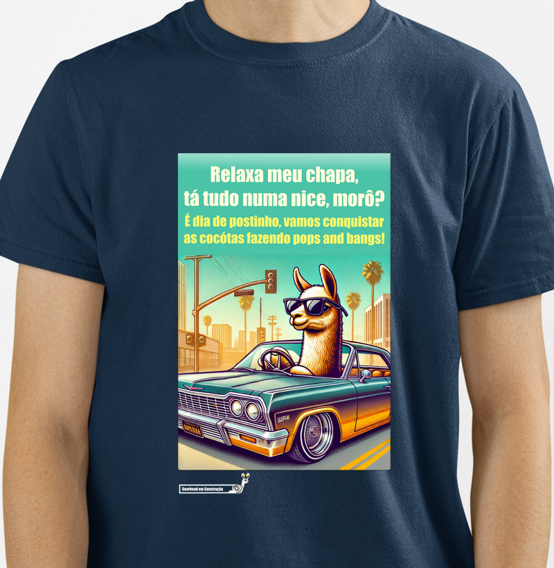 Camiseta - Quinta de postinho, vamos conquistar cocótas com pops and bangs