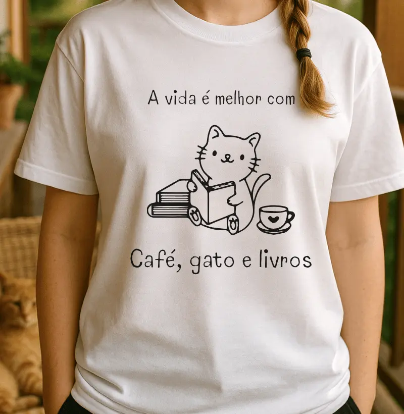 A vida é melhor com café, gato e livros