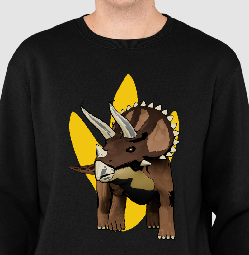 Blusa Dinossauro Suéter Triceratops Algodão Premium Dinoloco