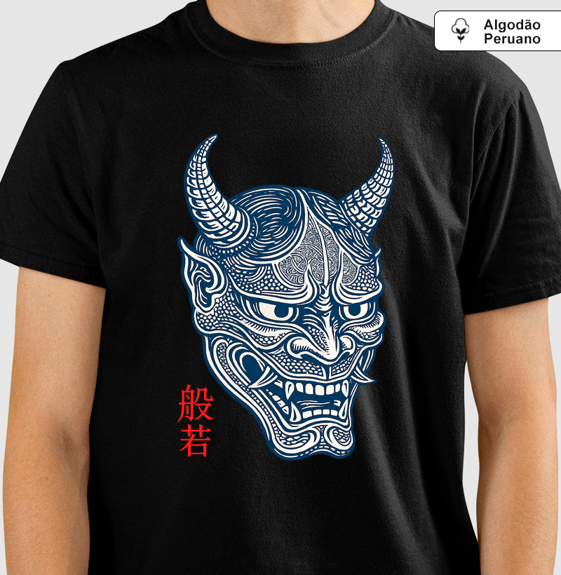 Camiseta Máscara Hannya Japonesa Algodao Peruano Premium