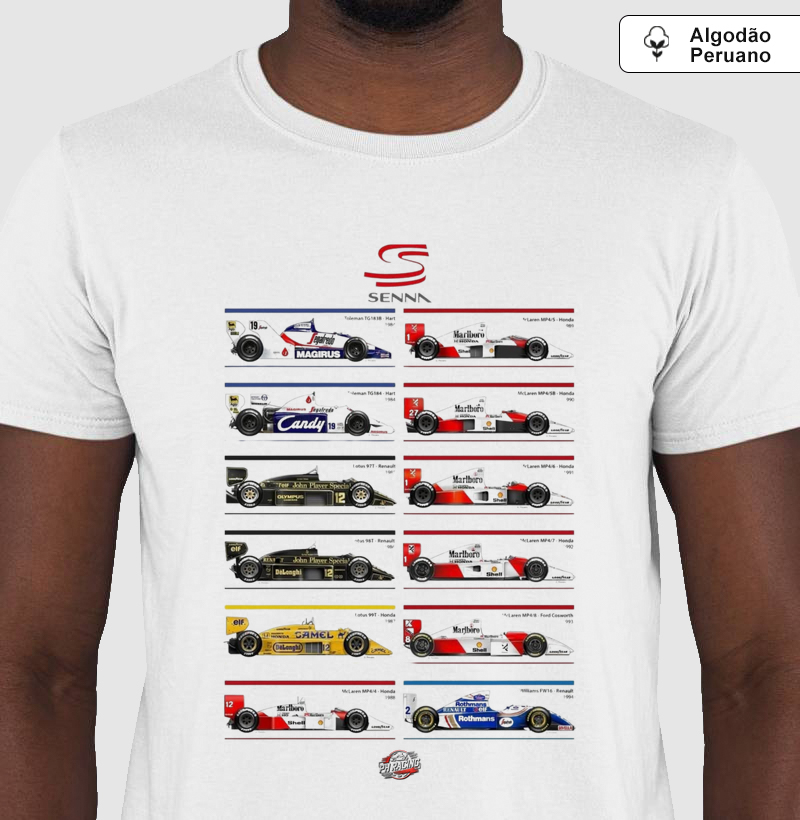Camiseta Algodão Peruano - Carros Senna