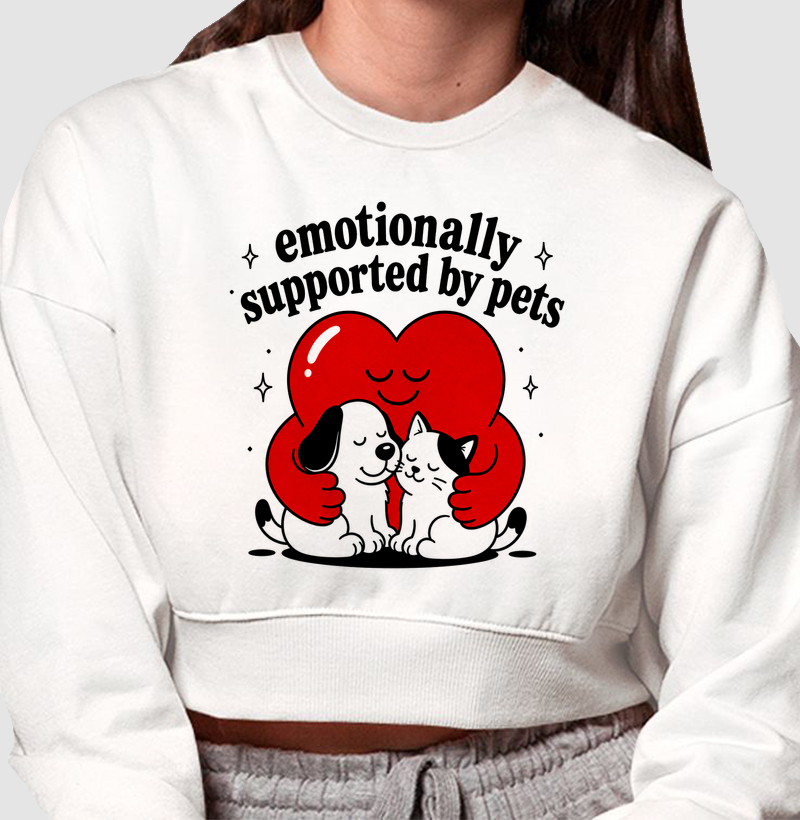 Moletom Cropped Emotionally supported by pets