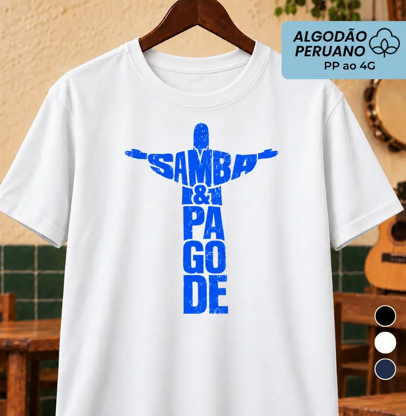 Cristo Redentor Samba & Pagode - Camiseta Algodão Peruano