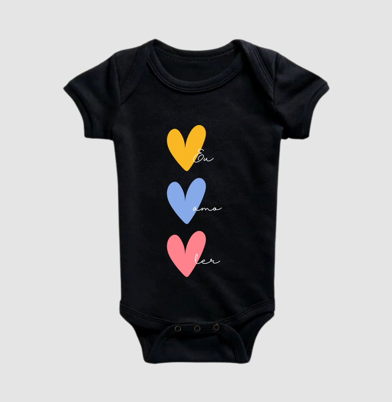 Eu amor ler (três corações)