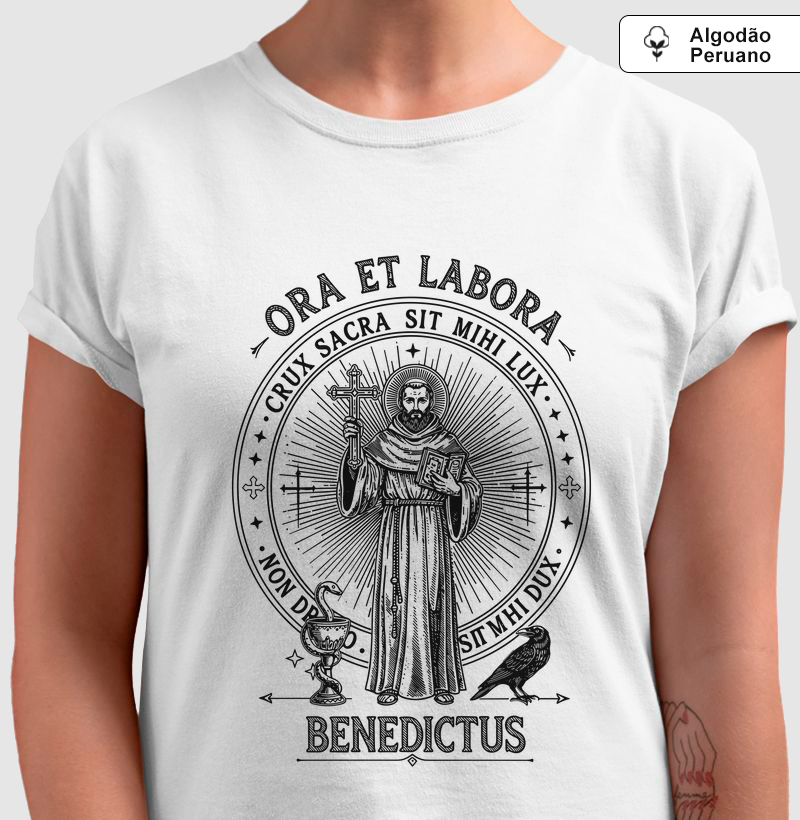 São Bento - Ora Et Labora - Algodão Peruano