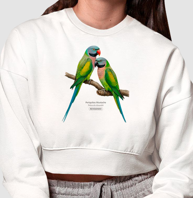 Traços Alados - Mustache - Moletom Cropped