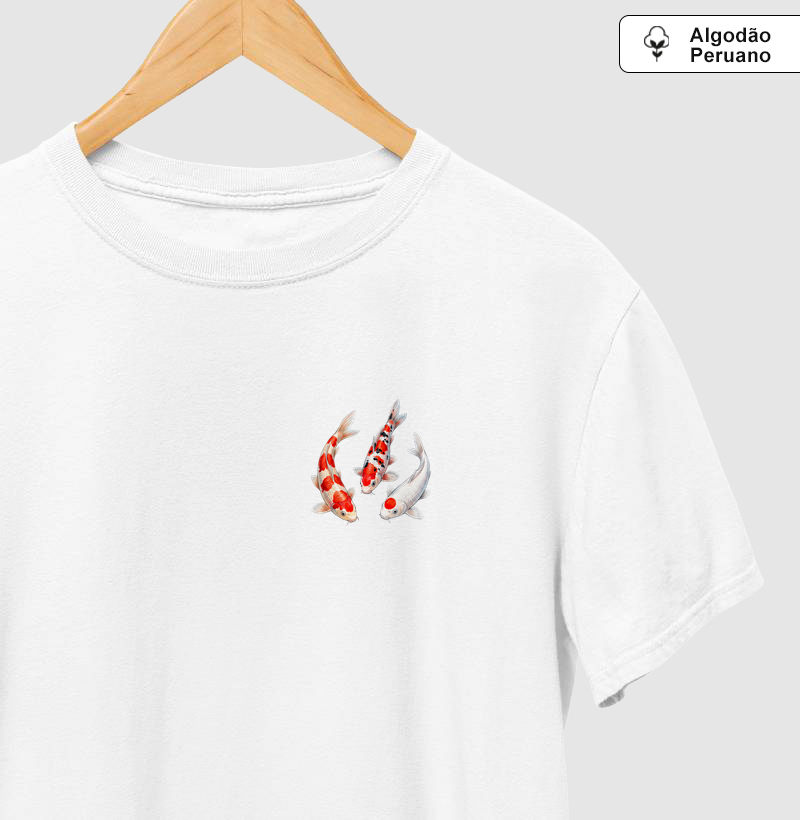 Peixes - Mini - Carpas Nishikigoi - Algodão Peruano - Camiseta Algodão Peruano