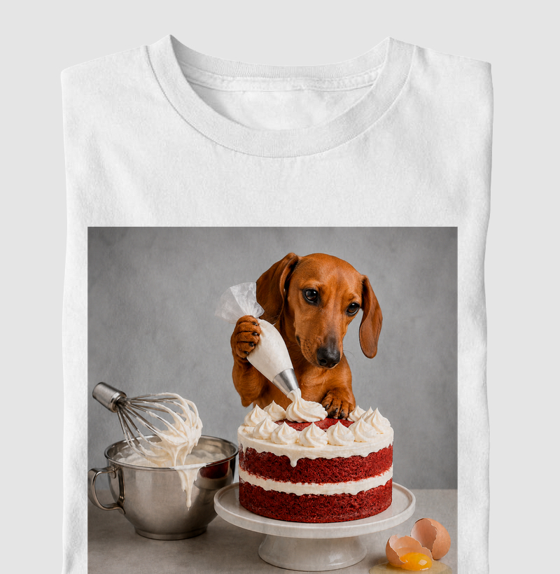 Salsicha Chef Confeiteiro 🎂🐾 - Camiseta Infantil