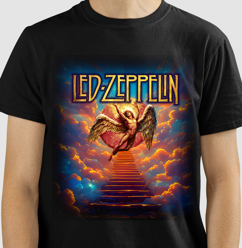 CAMISETA COM ESTAMPA LED ZEPPELIN STAIRWAY TO HEAVEN