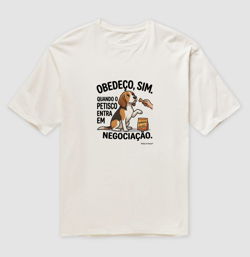 CAMISETA OVERSIZED BORDER COLLIE OBEDEÇO - Camiseta Oversized