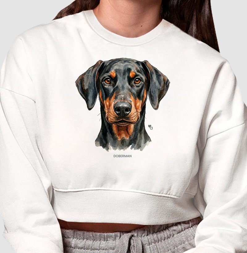 Cães - Doberman - Moletom Cropped
