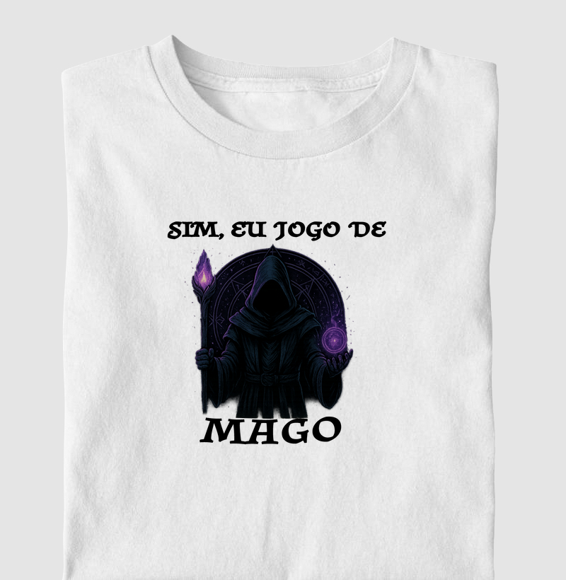 Sim, Eu Jogo de Mago – Camiseta Gamer para Jogadores de RPG, D&D e Magos de Mesa