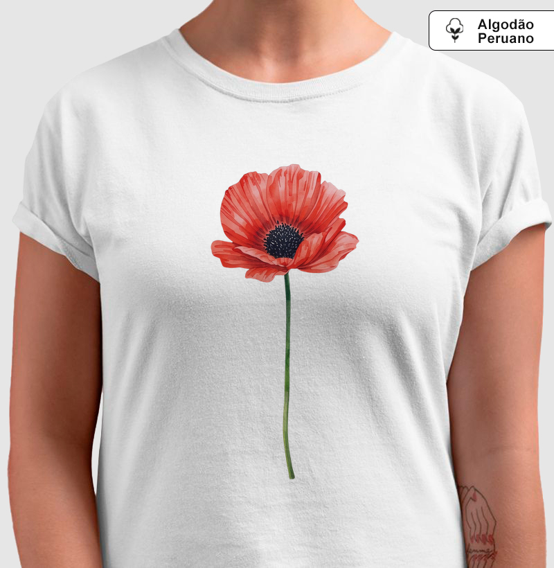 Camiseta Algodão Peruano - Poppy Bloom