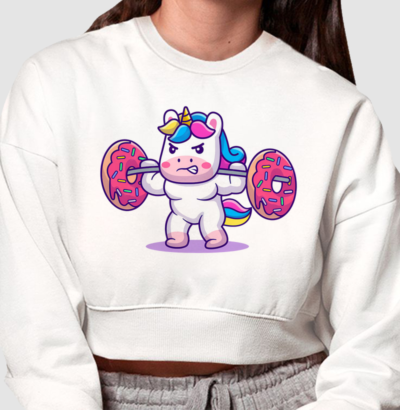 Unicórnio fazendo levantamento de rosquinhas