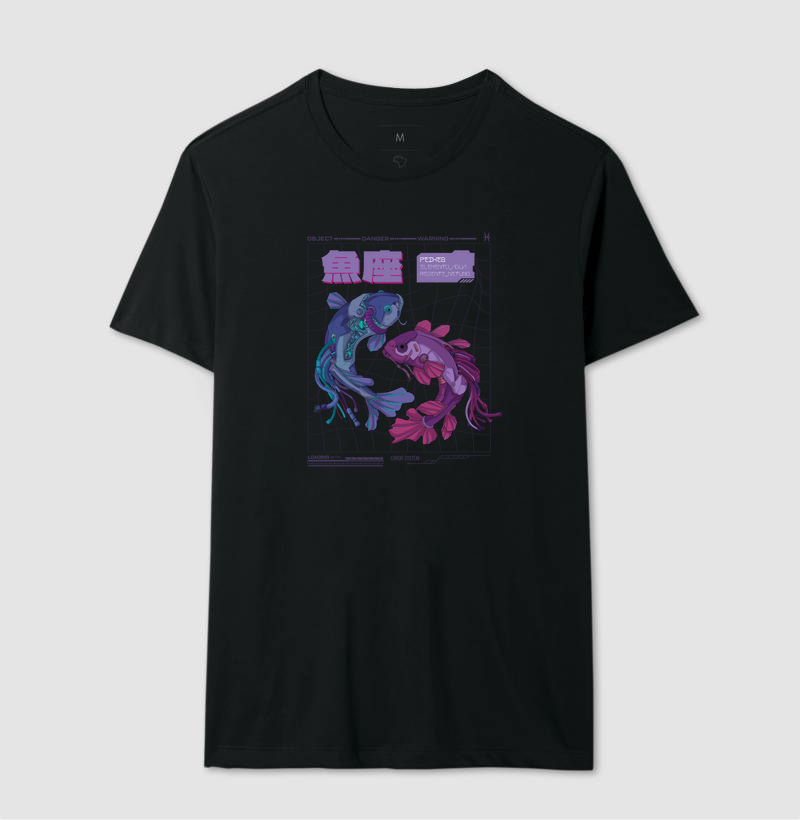 Camiseta Signos Peixes Cibernético