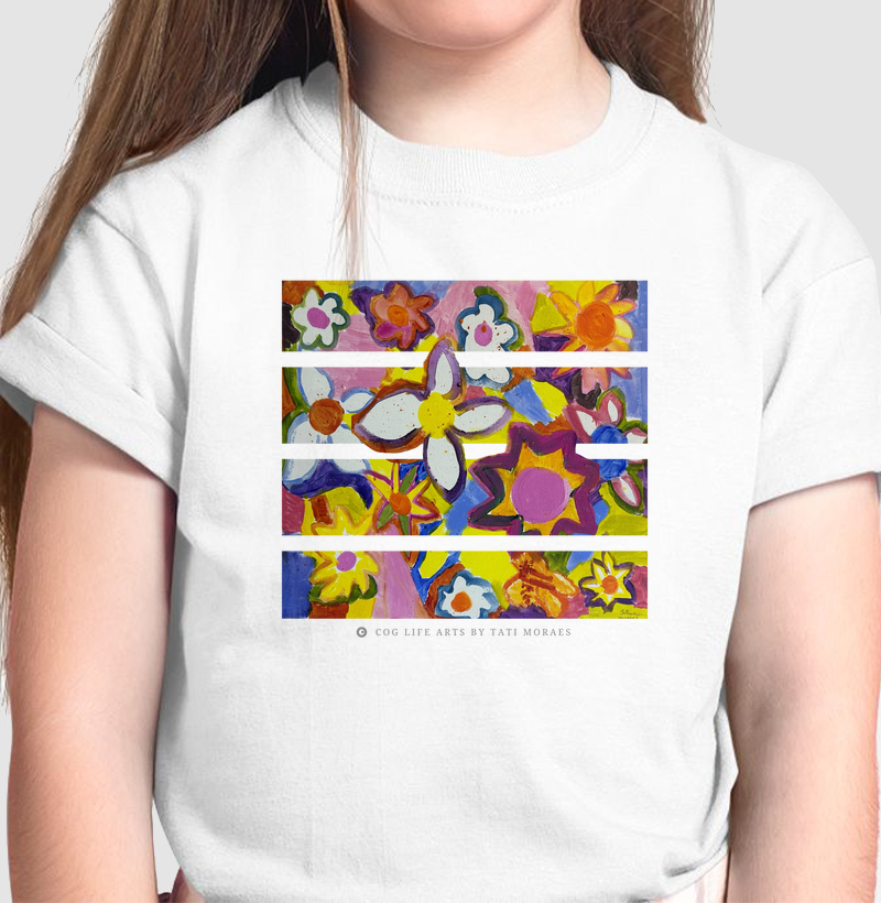 Camiseta Infantil Branca Flores by Tati Moraes