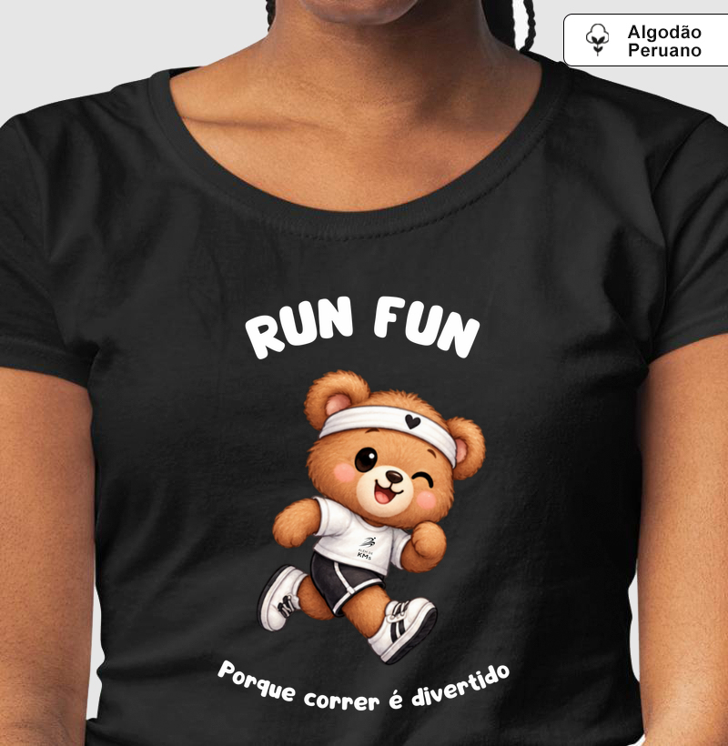 Além de KMs - Ursinho Corredor - Camiseta Algodão Peruano