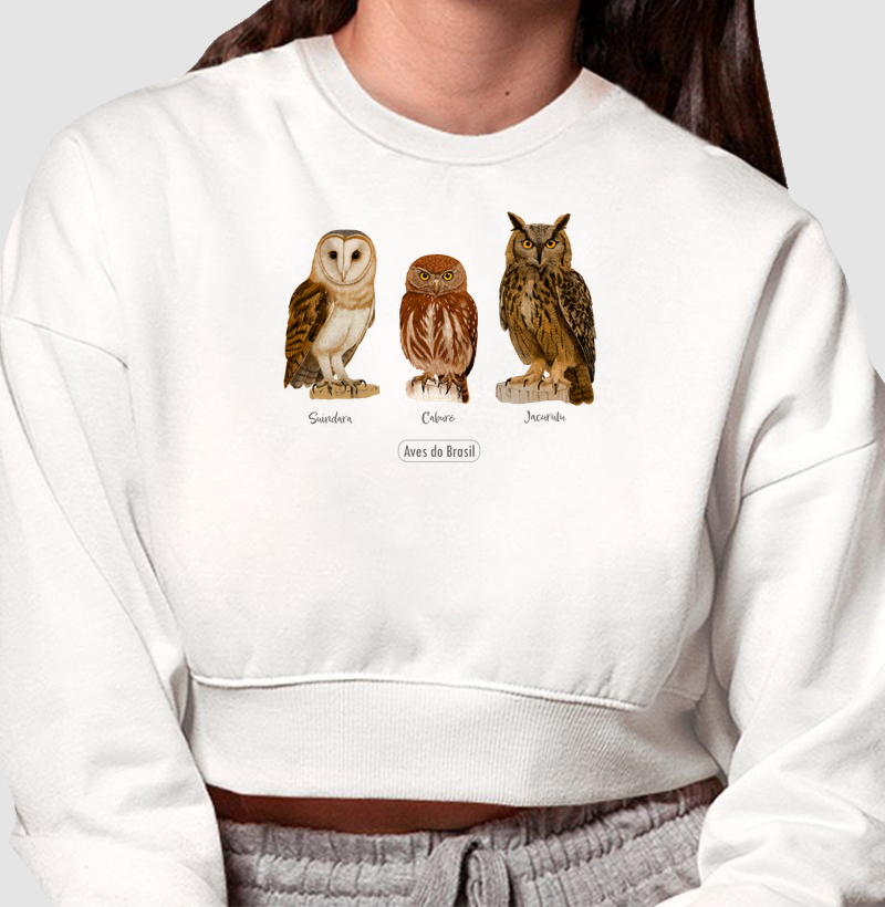 Aves do Brasil - Coletivo Corujas - Moletom Cropped