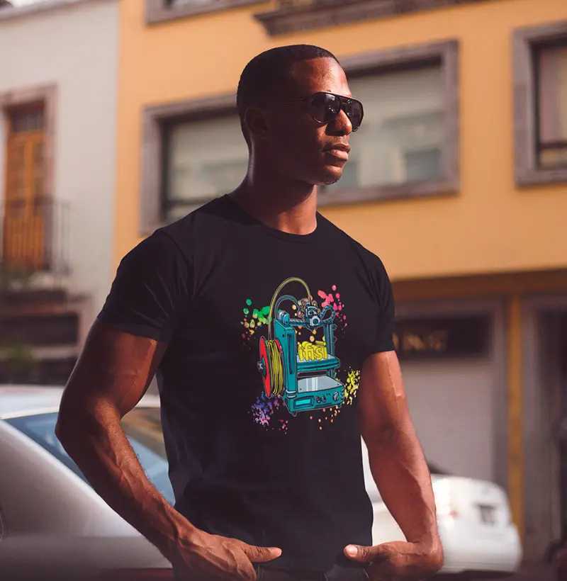 Camiseta masculina e feminina Premium Printer 3D