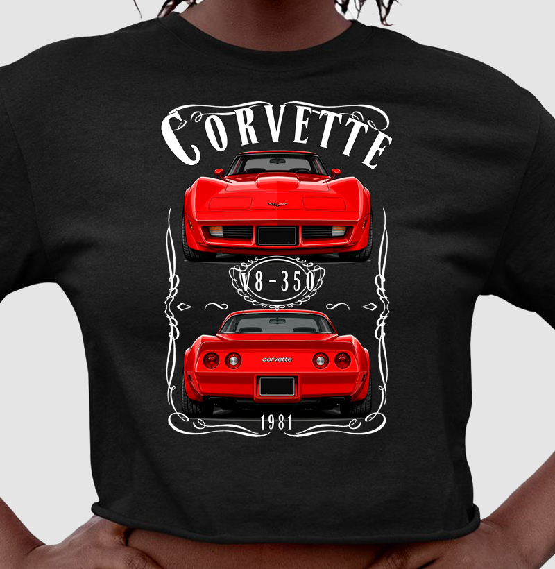 Camiseta cropped feminina Corvette vintage