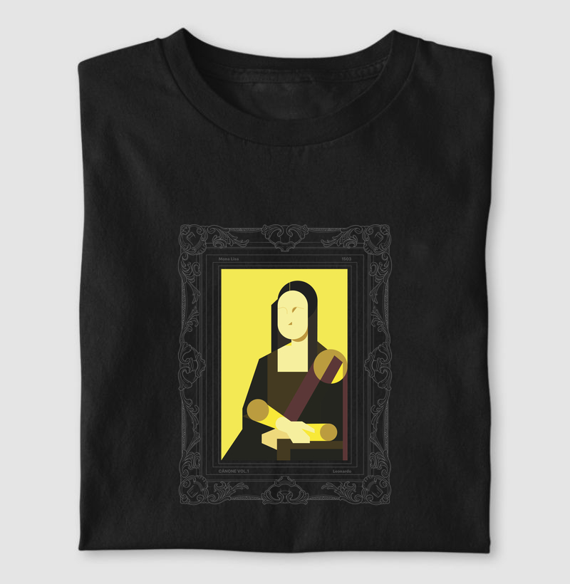 Camiseta Mona Lisa - Leonardo da Vinci - Edição Moldura