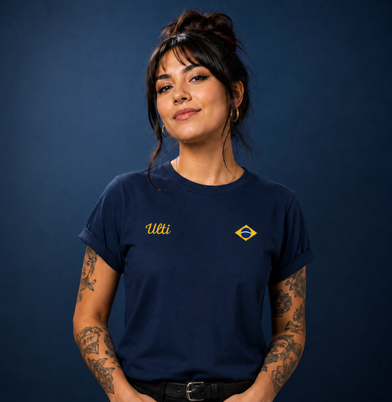 Camiseta Ulti Brasilidade Azul | Camisa Azul Minimalista