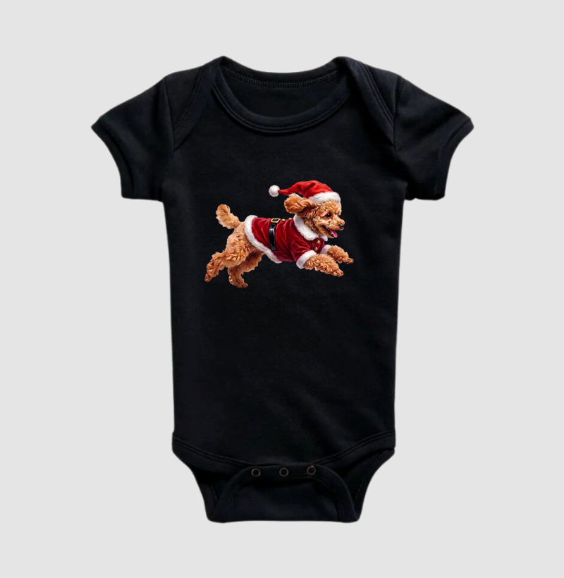 Poodle Marrom - Natal - Body Infantil