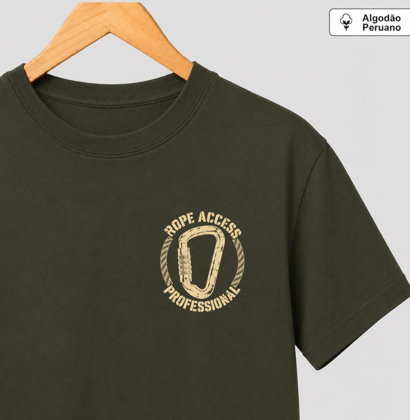 Rope Access Stencil no Peito - Camiseta Algodão Peruano