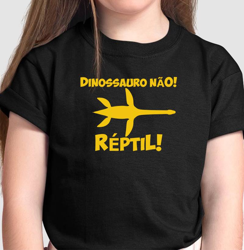 Camiseta Dinossauro Não! Plesiossauro Algodão Premium Dinoloco