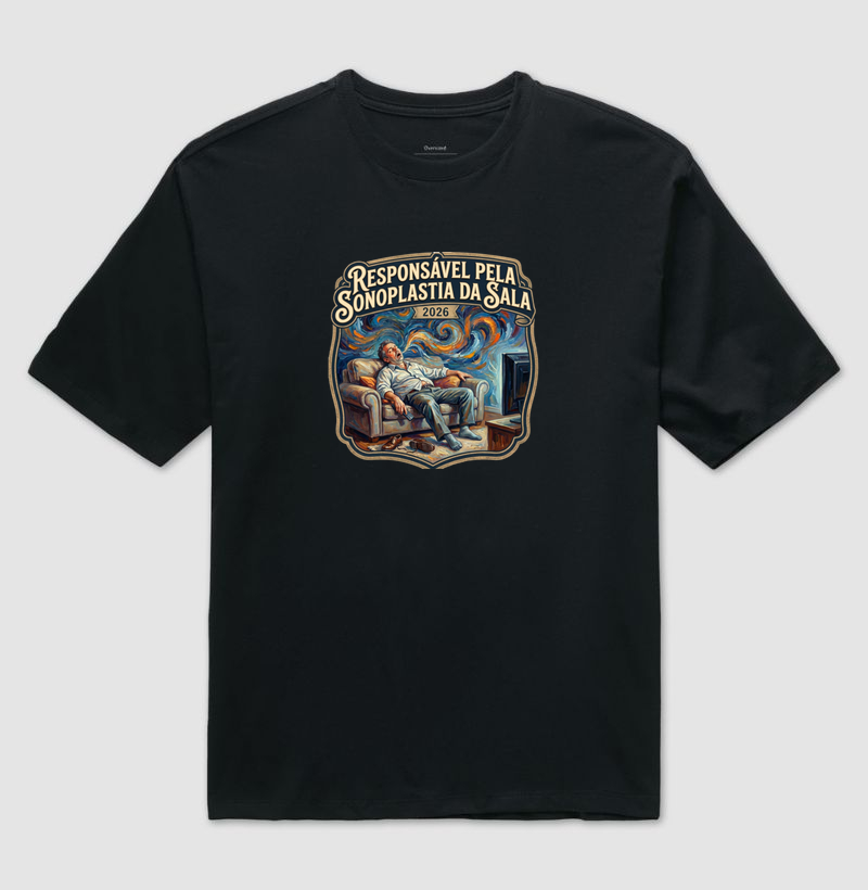 Camiseta oversized Responsável pela sonoplastia da sala - Algodão Premium