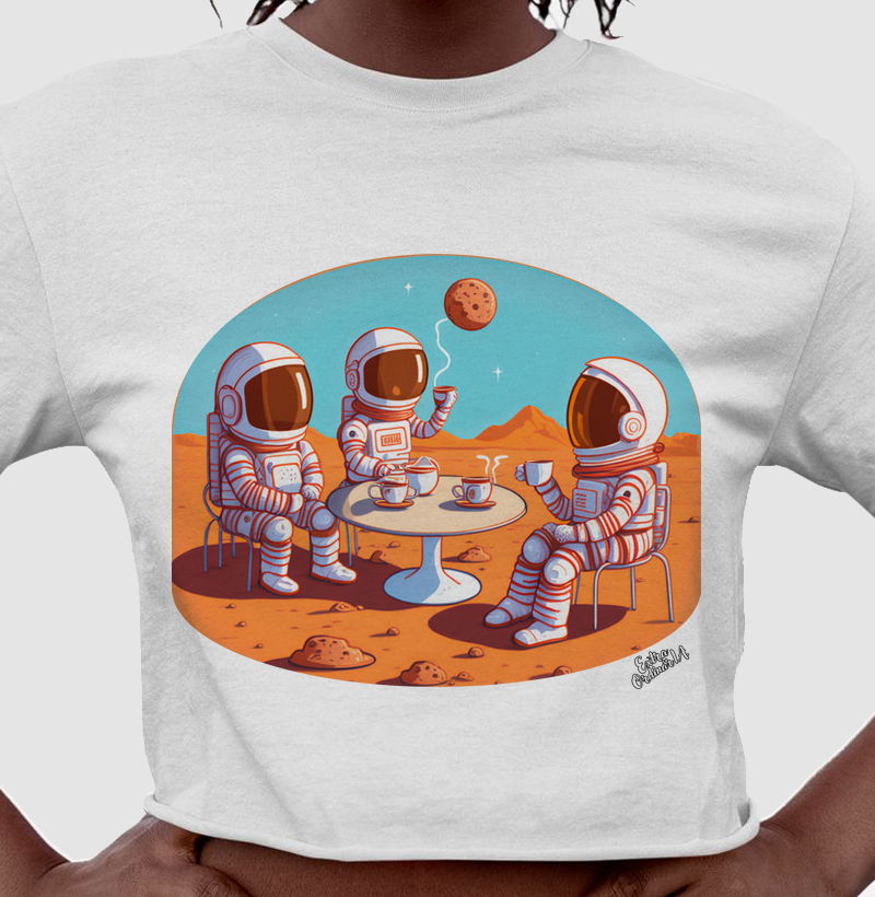 Astronautas Tomando Cafe em Marte