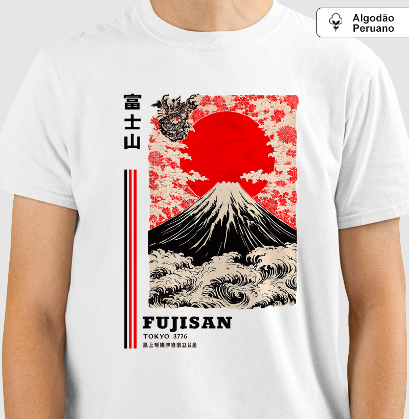 Camiseta Monte Fuji Japão Vintage 100% Algodão Premium