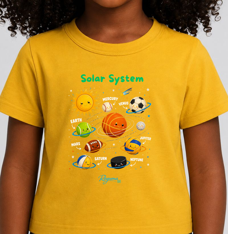 Camiseta Infantil, Menino, Menina, Juvenil Tênis "Sistema Solar dos Esportes " - Algodão 100% 