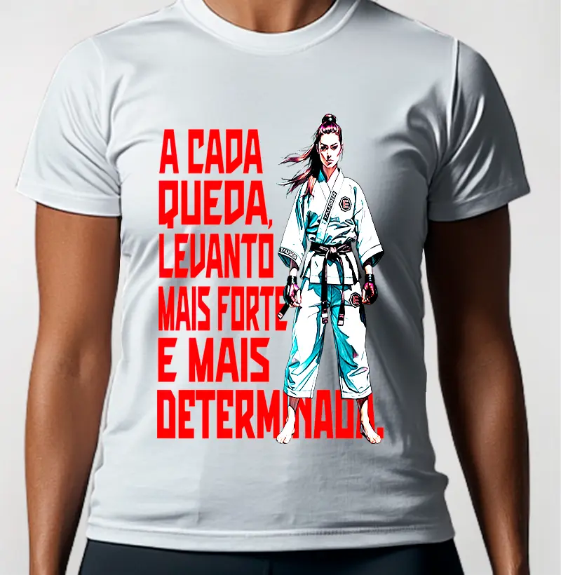 Camiseta Feminina 100% algodão, Estampa Cada queda