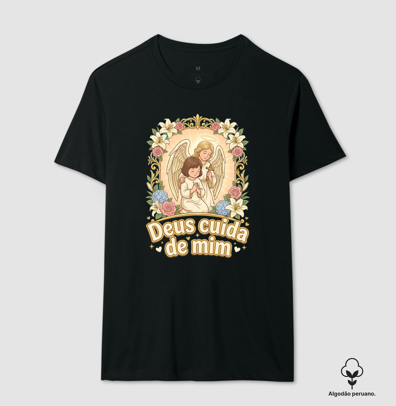 Deus cuida de mim - Camiseta Algodão Peruano