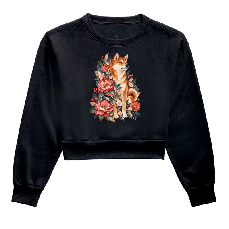 Cachorro Floral - Cropped Moletom