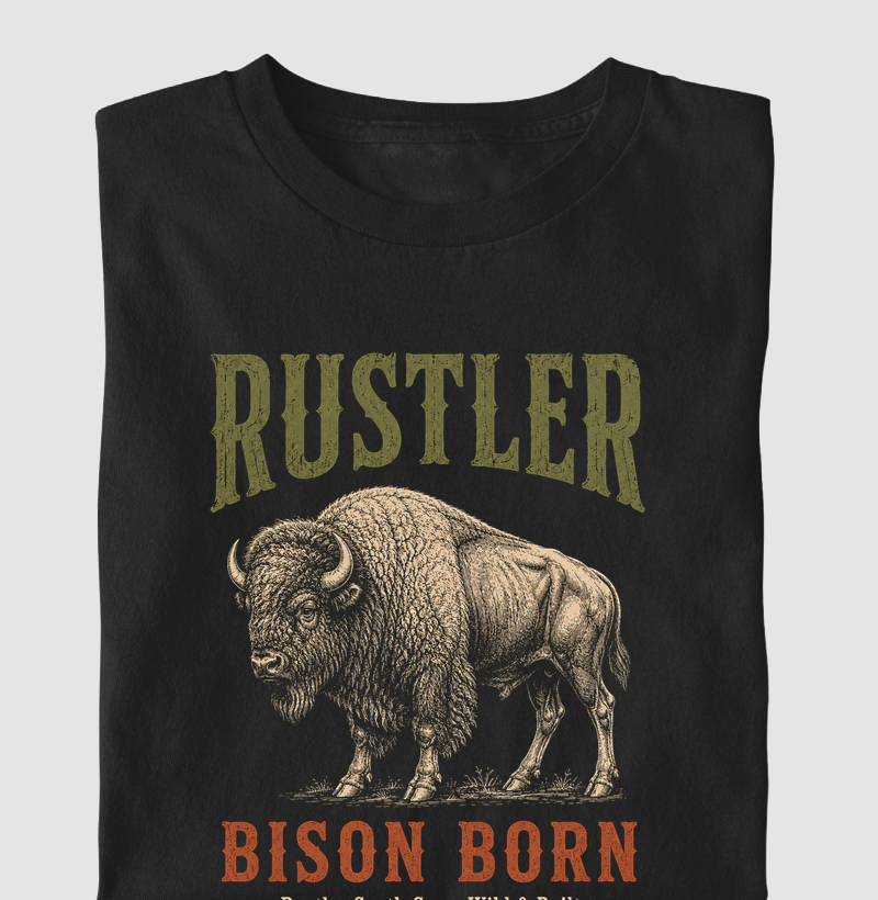 Camiseta Country  Bison Born Rustler South Co.